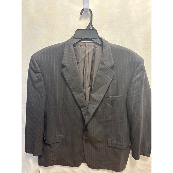 Mens Gray Pinstripe Suit Jacket Two-Button Classic Fit Formal Wear - Picture 1 of 15